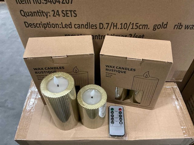 Partij led candles d7/h10/15cm gold rib wax 2/set (119x set) - afbeelding 2 van  6