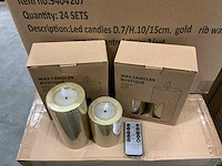 Partij led candles d7/h10/15cm gold rib wax 2/set (119x set) - afbeelding 2 van  6