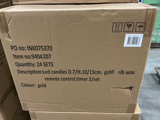 Partij led candles d7/h10/15cm gold rib wax 2/set (120x set) - afbeelding 6 van  6