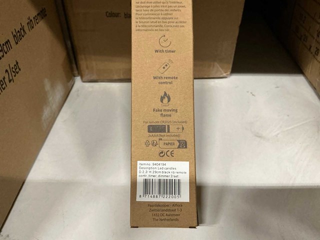 Partij led candles wax black rib ø2,2xh29cm 2/set (166x) - afbeelding 1 van  3