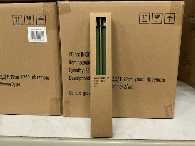 Partij led candles wax green rib ø2,2xh29cm 2/set (144x) - afbeelding 1 van  2