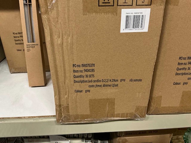 Partij led candles wax grey rib ø2,2xh29cm 2/set (180x) - afbeelding 3 van  3