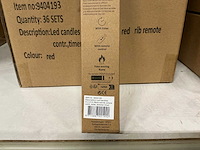 Partij led candles wax red rib ø2,2xh29cm 2/set (108x) - afbeelding 2 van  4