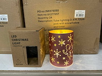 Partij led christmas light ø9/h12cm pink with snowflakes and timer (144x) - afbeelding 1 van  1