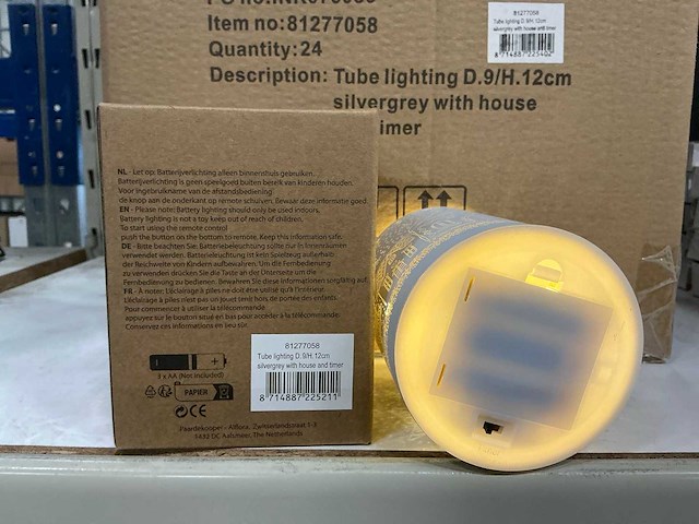 Partij led christmas light d9/h12cm silvergrey with house (24x) - afbeelding 3 van  5