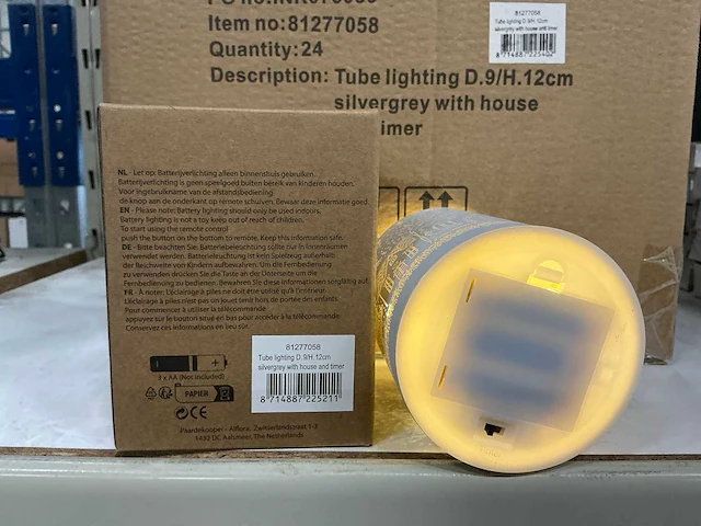 Partij led christmas light d9/h12cm silvergrey with house (24x) - afbeelding 4 van  5
