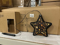 Partij led christmas star light ø18cm black with stars and timer (18x) - afbeelding 1 van  5