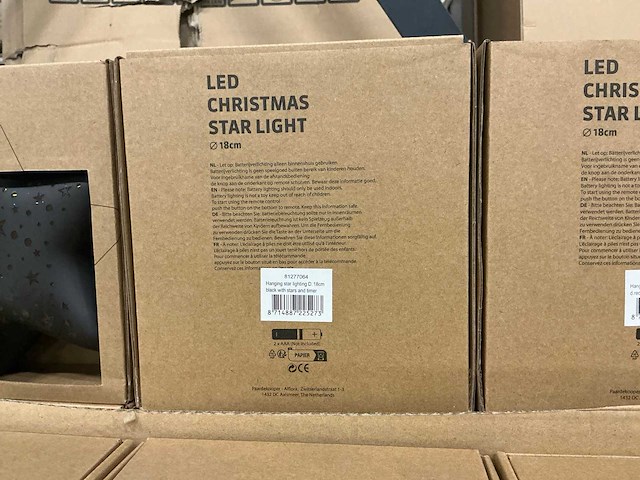 Partij led christmas star light d18cm black&red (37x) - afbeelding 4 van  5