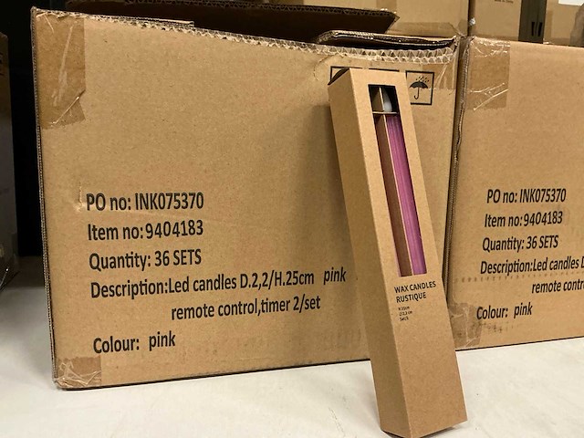 Partij led wax candles d2,2/h25cm pink rustic 2/set (108 sets) - afbeelding 4 van  4