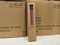 Partij led wax candles d2,2/h25cm pink rustic 2/set (144 sets) - afbeelding 1 van  4