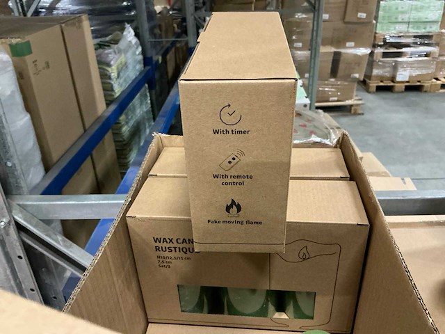 Partij led wax candles green rustique sets met remote control (46x) - afbeelding 4 van  6