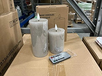 Partij led wax candles rustique grey rib sets met remote control, timer (72x) - afbeelding 1 van  6