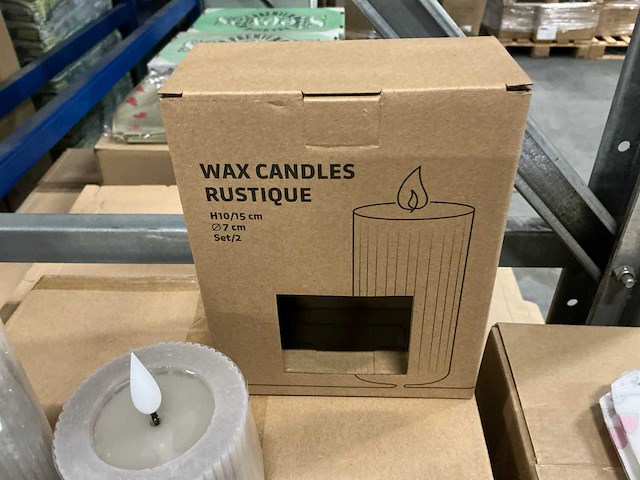 Partij led wax candles rustique grey rib sets met remote control, timer (72x) - afbeelding 3 van  6