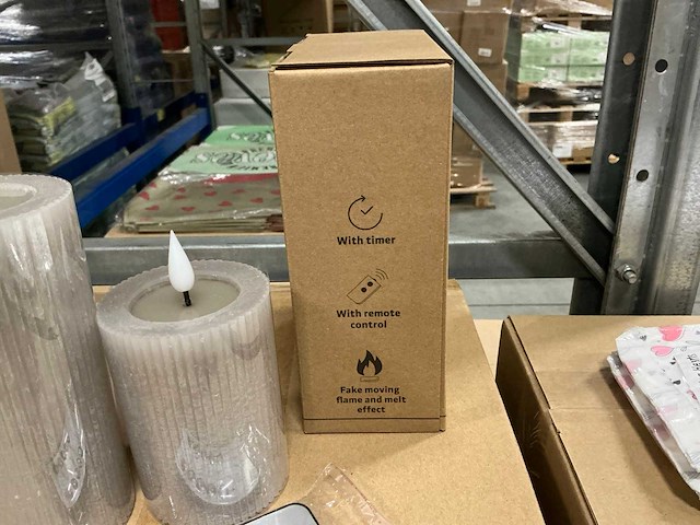 Partij led wax candles rustique grey rib sets met remote control, timer (72x) - afbeelding 5 van  6