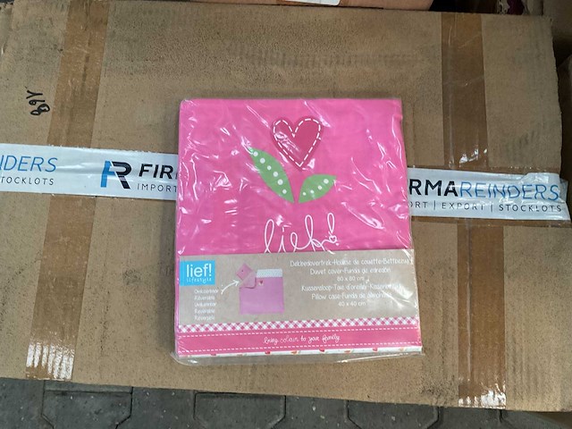 Partij lief dekbedovertrek + 1 kussensloop - roze (20x) - afbeelding 1 van  5
