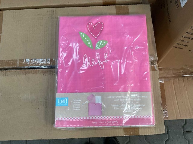 Partij lief dekbedovertrek + 1 kussensloop - roze (20x) - afbeelding 2 van  5