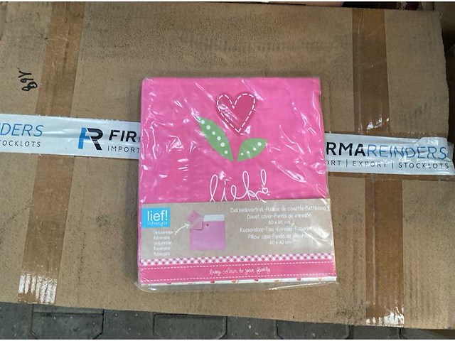 Partij lief dekbedovertrek + 1 kussensloop - roze (70x) - afbeelding 1 van  5