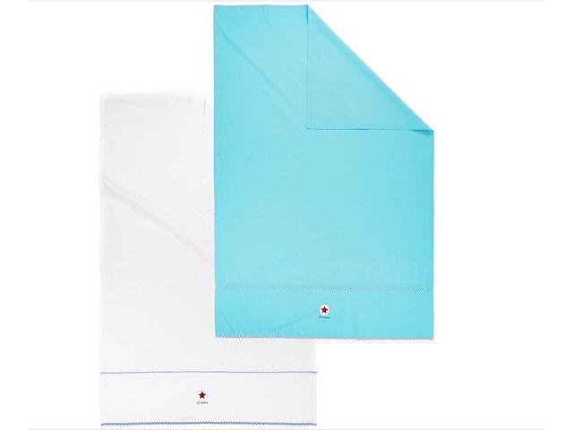 Partij lief ledikantlaken blauw/wit - 2 stuks (25x) - afbeelding 5 van  5