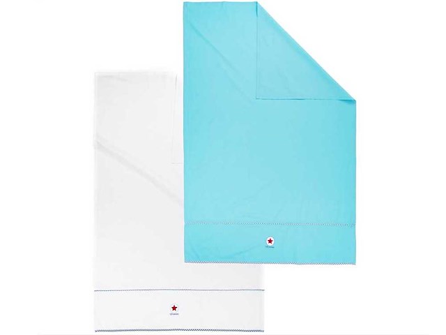 Partij lief ledikantlaken blauw/wit - 2 stuks (55x) - afbeelding 5 van  5