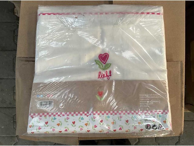 Partij lief ledikantlaken roze/wit - 2 stuks (75x) - afbeelding 4 van  5