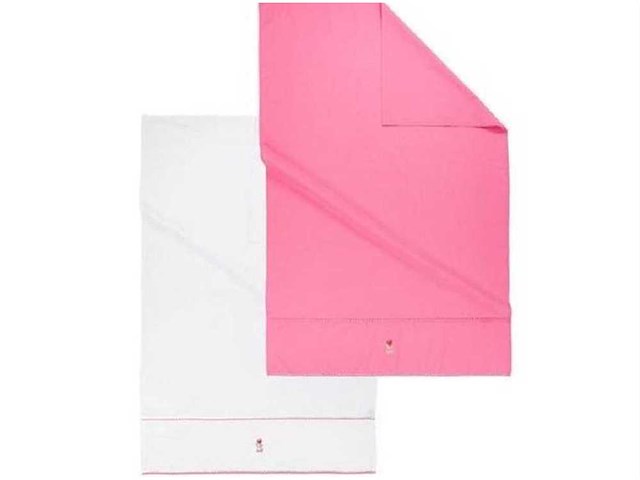 Partij lief ledikantlaken roze/wit - 2 stuks (75x) - afbeelding 3 van  5