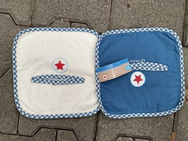 Partij lief spuugdoeken wit/blauw (32x) - afbeelding 1 van  4