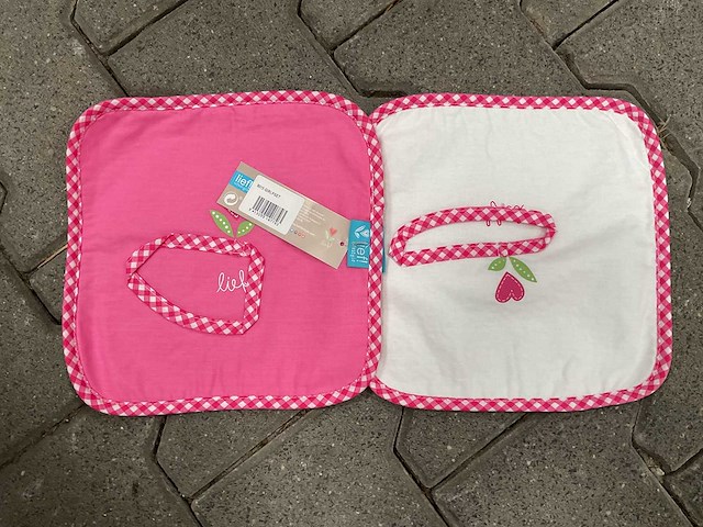 Partij lief spuugdoeken wit/roze (25x) - afbeelding 1 van  4