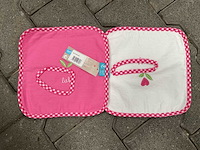 Partij lief spuugdoeken wit/roze (25x) - afbeelding 1 van  4