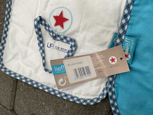 Partij lief spuugdoeken wit/turquoise (35x) - afbeelding 3 van  4