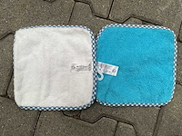 Partij lief spuugdoeken wit/turquoise (35x) - afbeelding 4 van  4
