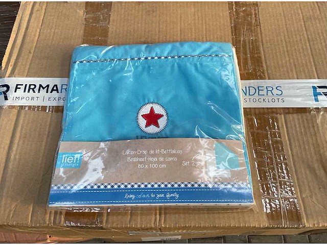 Partij lief wieglaken blauw/wit - 2 stuks (20x) - afbeelding 3 van  4