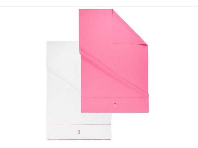 Partij lief wieglaken wit/roze - 2 stuks (20x) - afbeelding 5 van  5