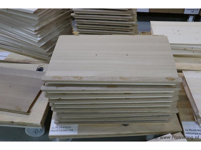 Partij linalite® hout (onderdelen uitvaartkisten), diverse soorten o.a. ll plus eiken/vuren/populier hoofeind & zijkanten - afbeelding 14 van  30