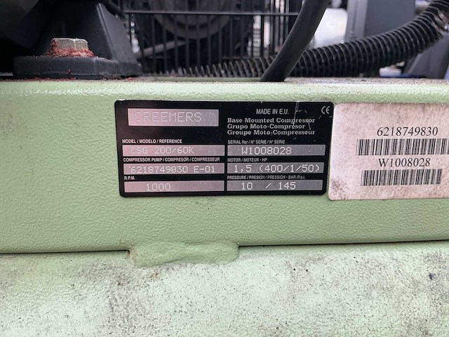 Partij luchtcompressoren - metabo mega 450 - creemers csg 200/60k - afbeelding 7 van  14