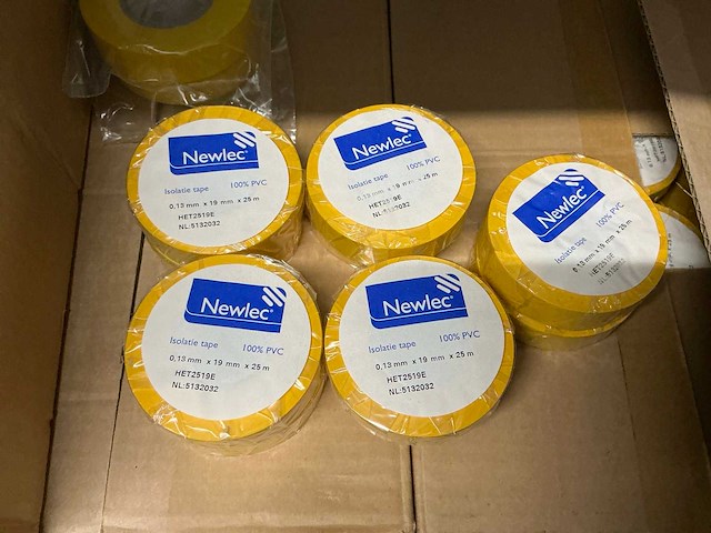 Partij newlec isolatie tape 100%pvc 0,13mm x 19mm x 25m (552x) - afbeelding 2 van  4