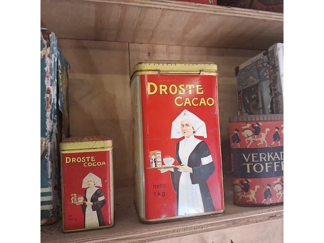 Partij nostalgische bewaarblikken vnl. droste - afbeelding 2 van  11