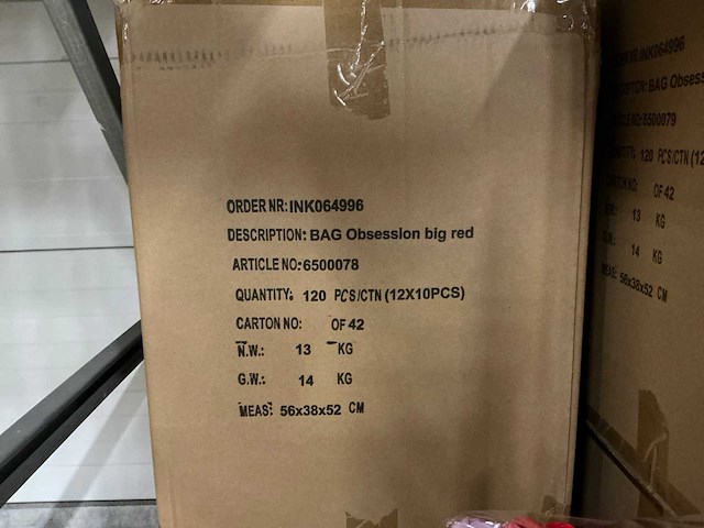 Partij obsession bags red 17/17x15/15x17cm (600x) - afbeelding 4 van  4