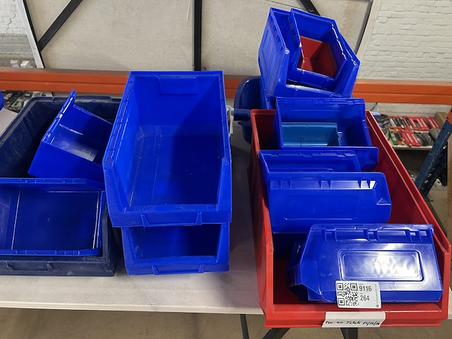 Partij opbergkratten, blauw/rood - afbeelding 5 van  5
