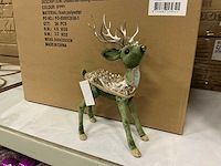Partij ornament deer standing velvet 19xw12x28cm green (22x) - afbeelding 1 van  3