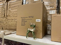 Partij ornament deer standing velvet 19xw12x28cm green (22x) - afbeelding 3 van  3