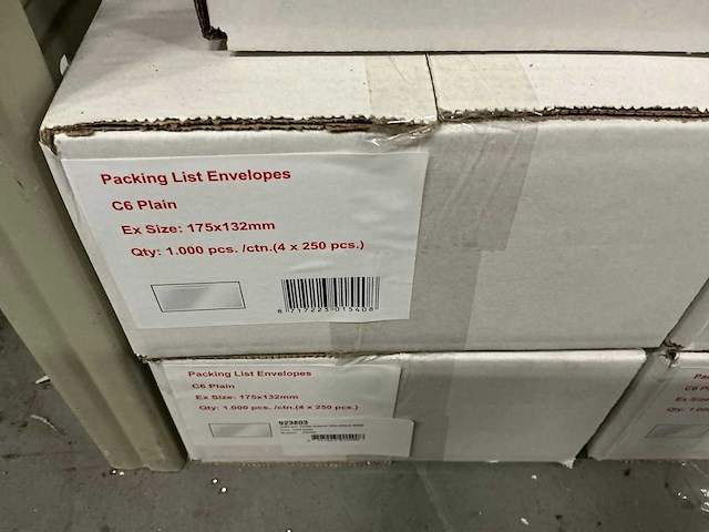 Partij packing list envelopes c6 plain ex size : 175x132mm (5000x) - afbeelding 2 van  2