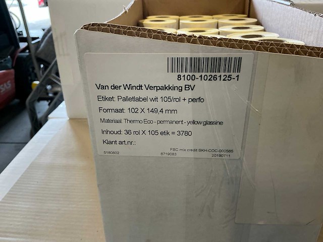 Partij palletlabels wit 105/rol+perfo 102x149,4mm (1224x) - afbeelding 4 van  4