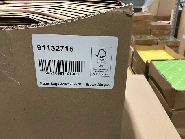 Partij paper bags 320x170x270mm brown (1750x) - afbeelding 6 van  6