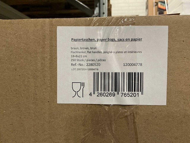 Partij paper bags brown 18+8x22cm (13750x) - afbeelding 5 van  5