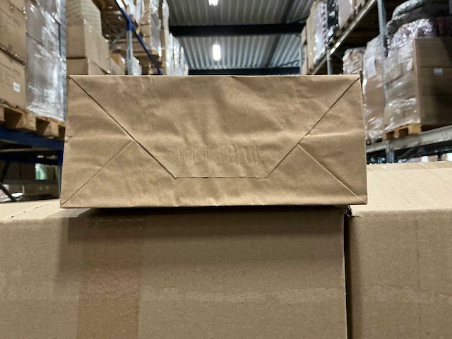 Partij paper bags brown flat handle 22+10x28cm (12500x) - afbeelding 3 van  4