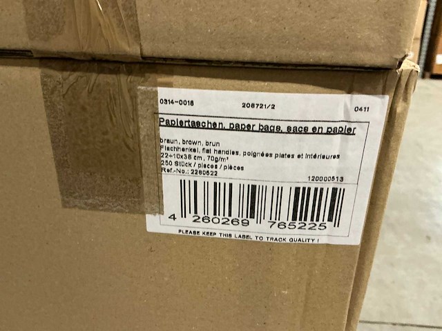 Partij paper bags brown flat handles 22+10x36cm (10500x) - afbeelding 5 van  5