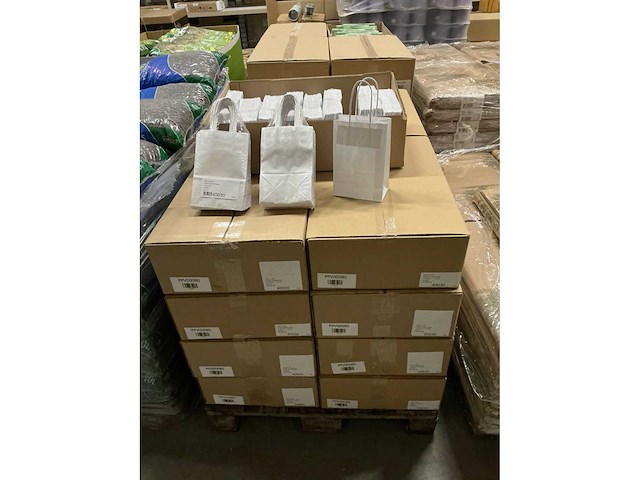 Partij paper carrier bags 14+8*21cm white (4250x) - afbeelding 2 van  6
