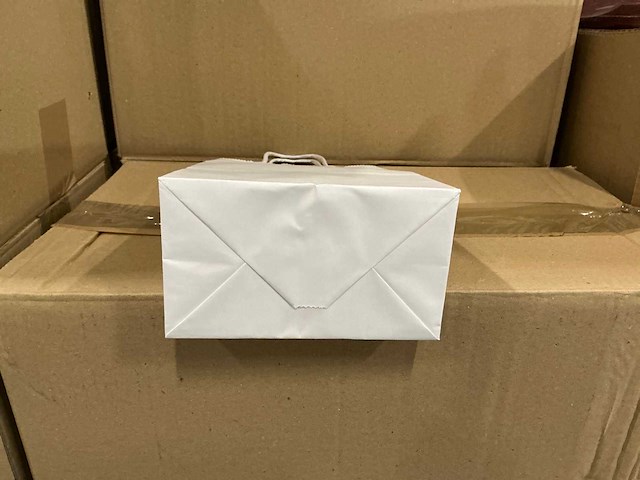 Partij paper carrier bags 14+8*21cm white (7000x) - afbeelding 3 van  6