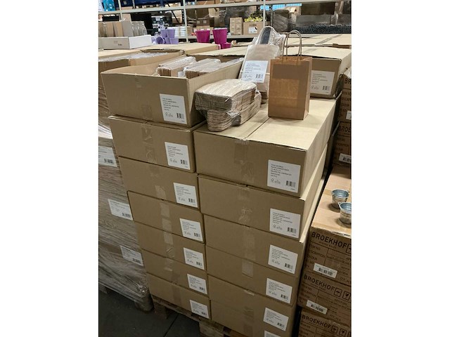 Partij paper carrier bags 14+8x21cm brown fsc unprinted (6750x) - afbeelding 2 van  4