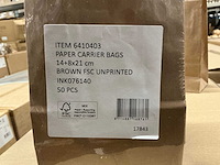 Partij paper carrier bags 14+8x21cm brown fsc unprinted (7000x) - afbeelding 3 van  5